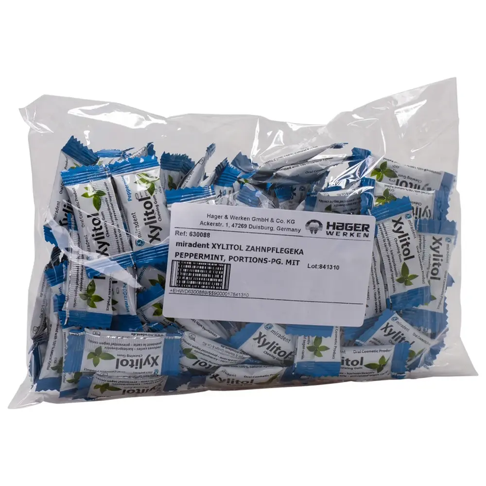 Hager & Werken Xylitol Chewing Gum - Packung 100 x 2 Stück Pfefferminz