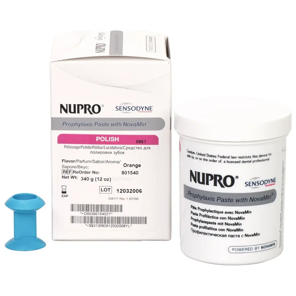 Dentsply Sirona NUPRO® mit NovaMin® - Packung 340 g Polierpaste ohne Fluorid, Prophy Grip, Orange