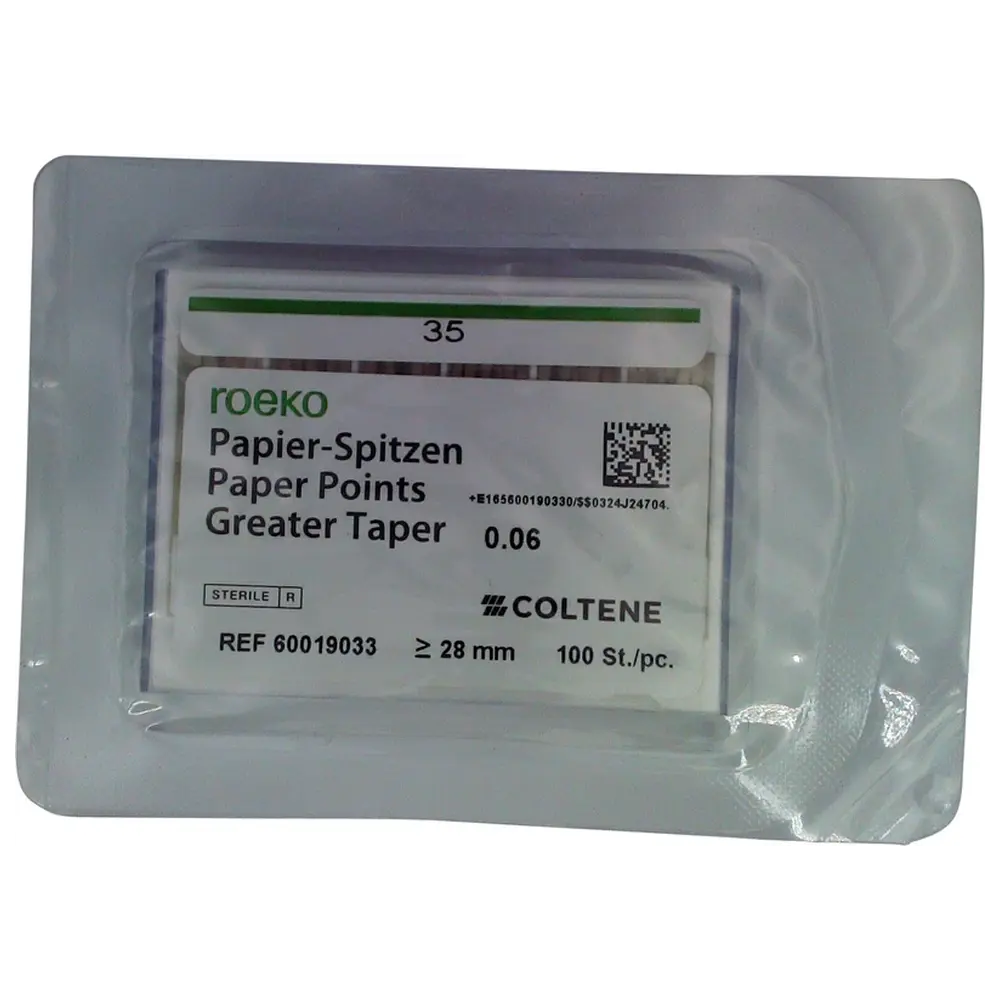 COLTENE roeko Papier-Spitzen Greater Taper - Packung 100 Stück Taper.06 ISO 035