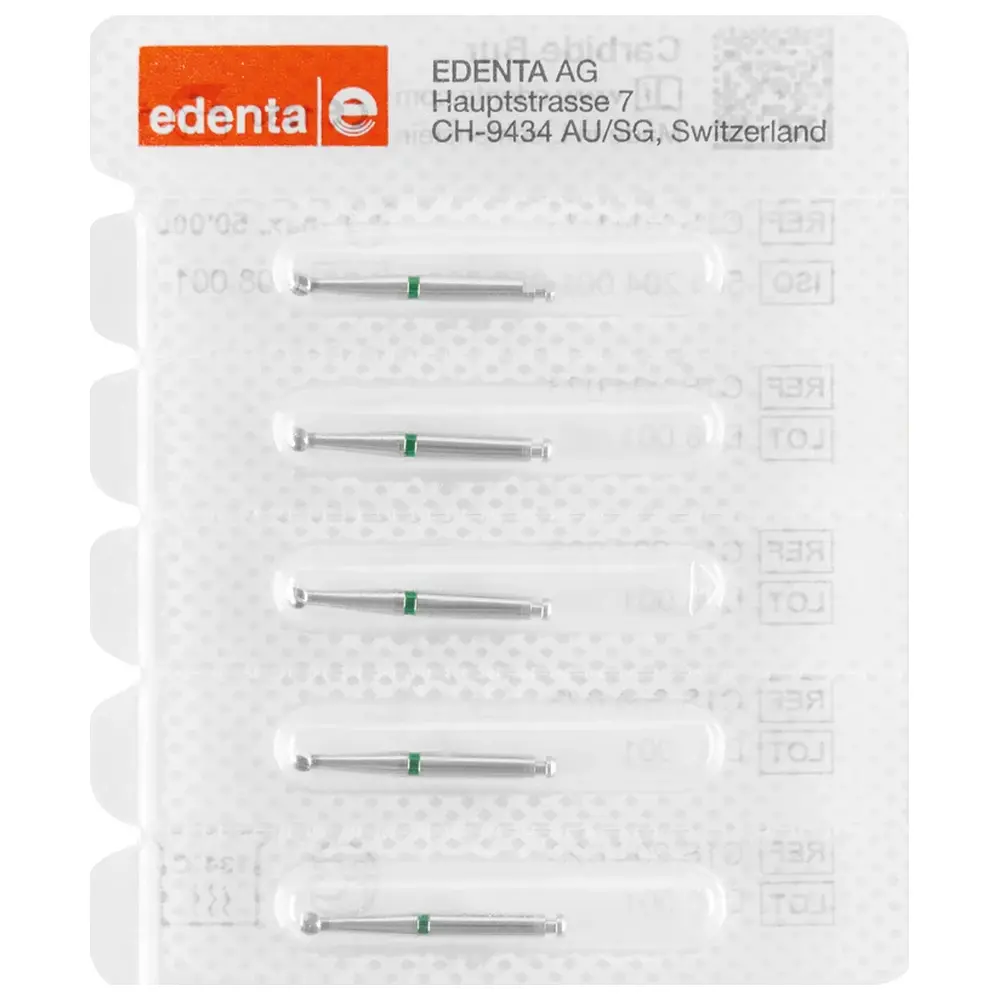 Edenta HM-Bohrer C1S - Packung 5 Stück grün, RA, Figur 001, ISO 023