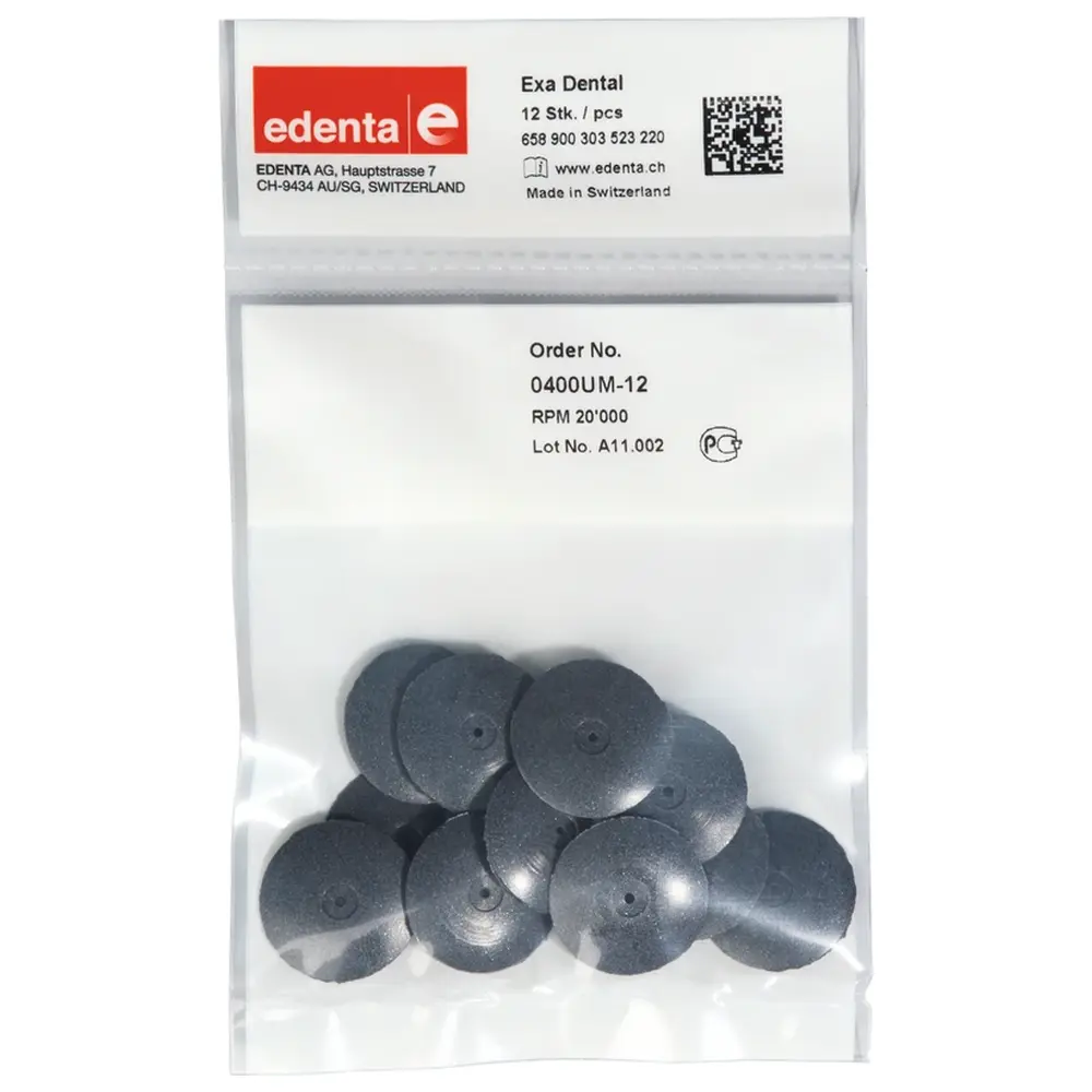 Edenta Exa Dental - Packung 12 Stück unmontiert, schwarz grob, Figur 303, 3 mm, ISO 220