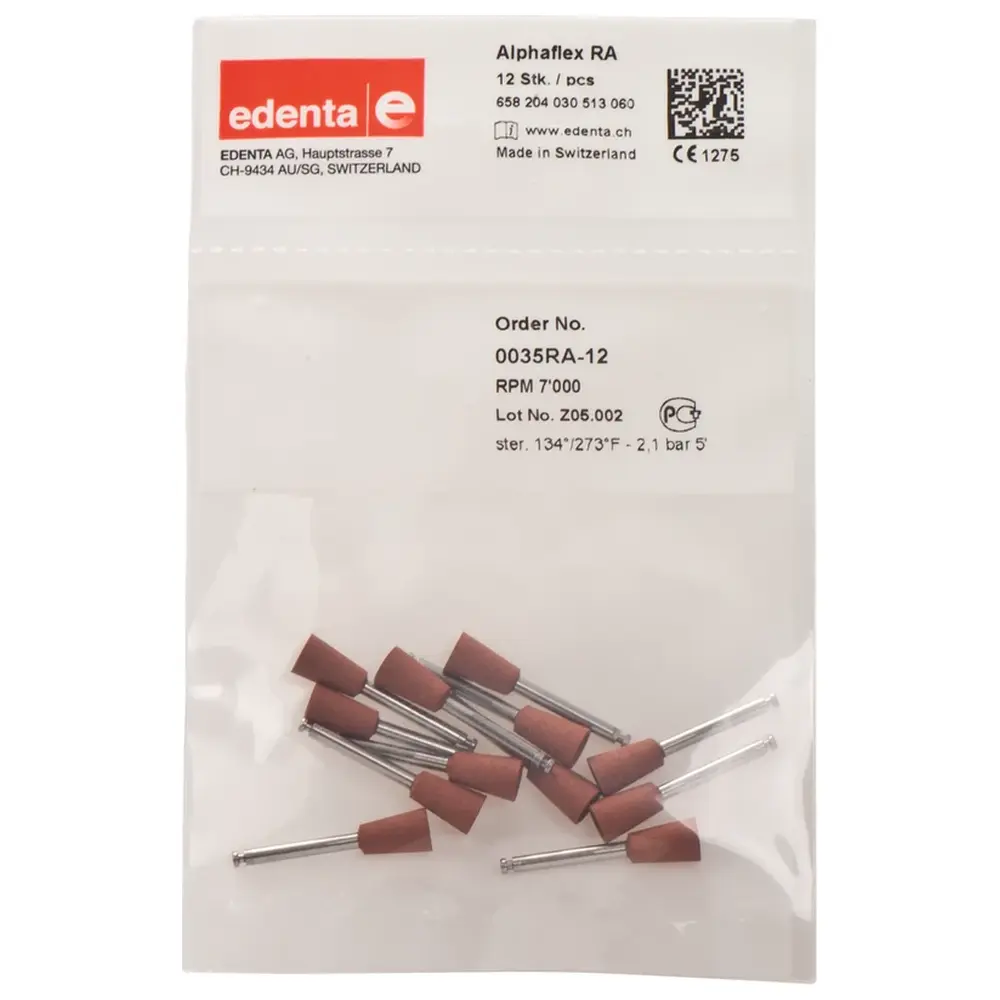 Edenta Alphaflex - Packung 12 Stück braun, RA, Figur 030, 10 mm, ISO 060