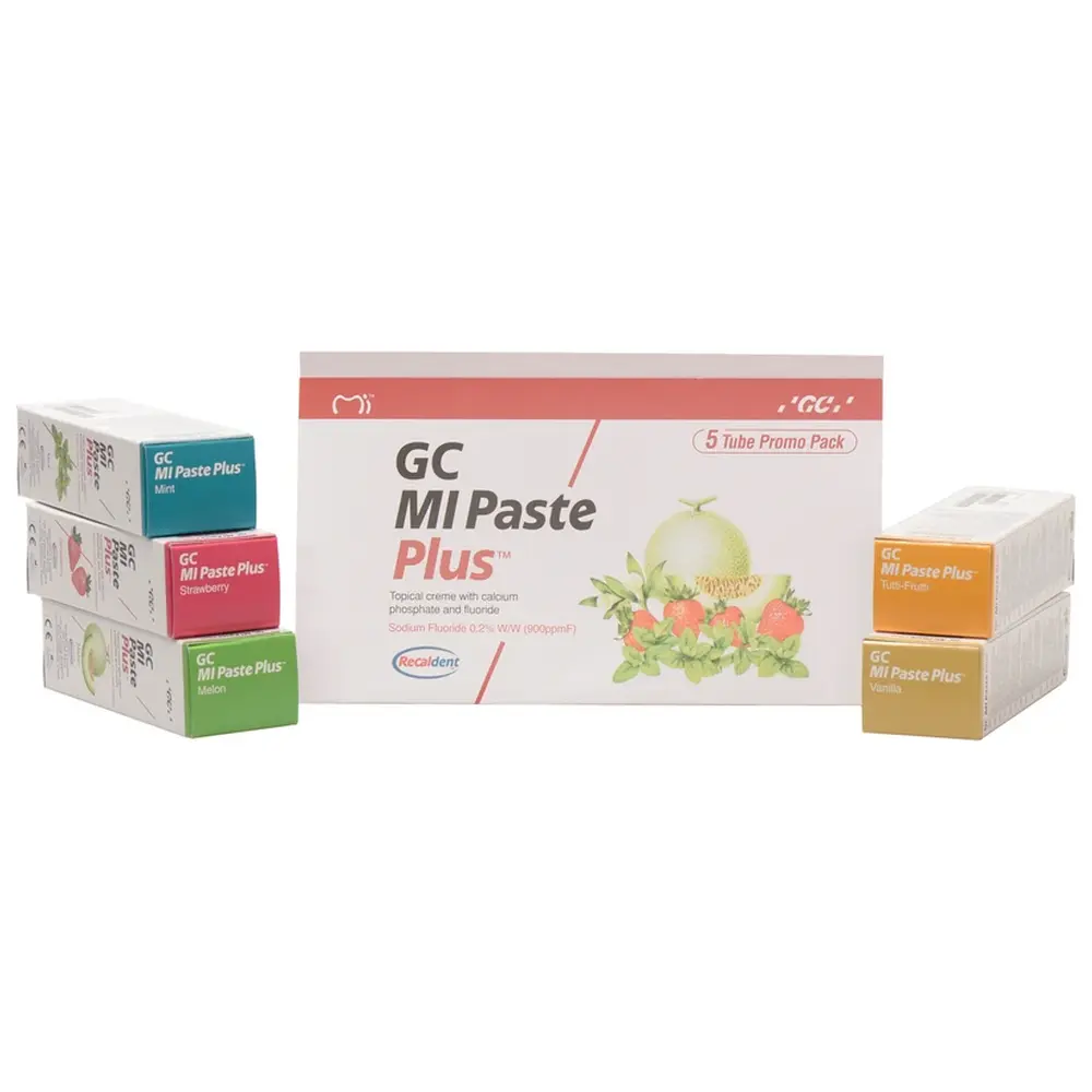 GC MI Paste Plus® - Aktionspaket 5 x 40 g (Erdbeere, Melone, Minze, Vanille, Tutti-Frutti)