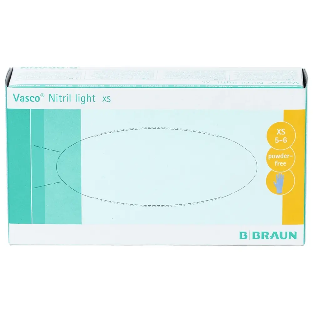 B. Braun Vasco® Nitril light - Packung 100 Stück puderfrei, blau, XS