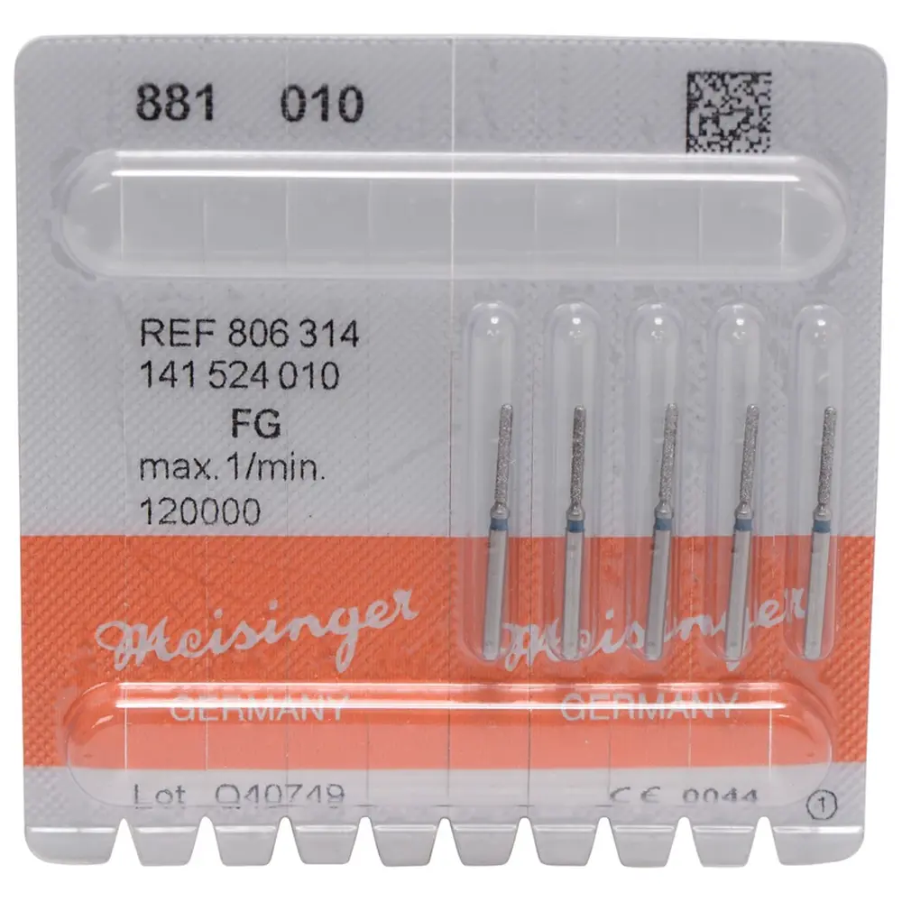Hager & Meisinger Diamanten 881 - Packung 5 Stück blau mittel, FG, Figur 141 Zylinder rund, 8 mm, ISO 010