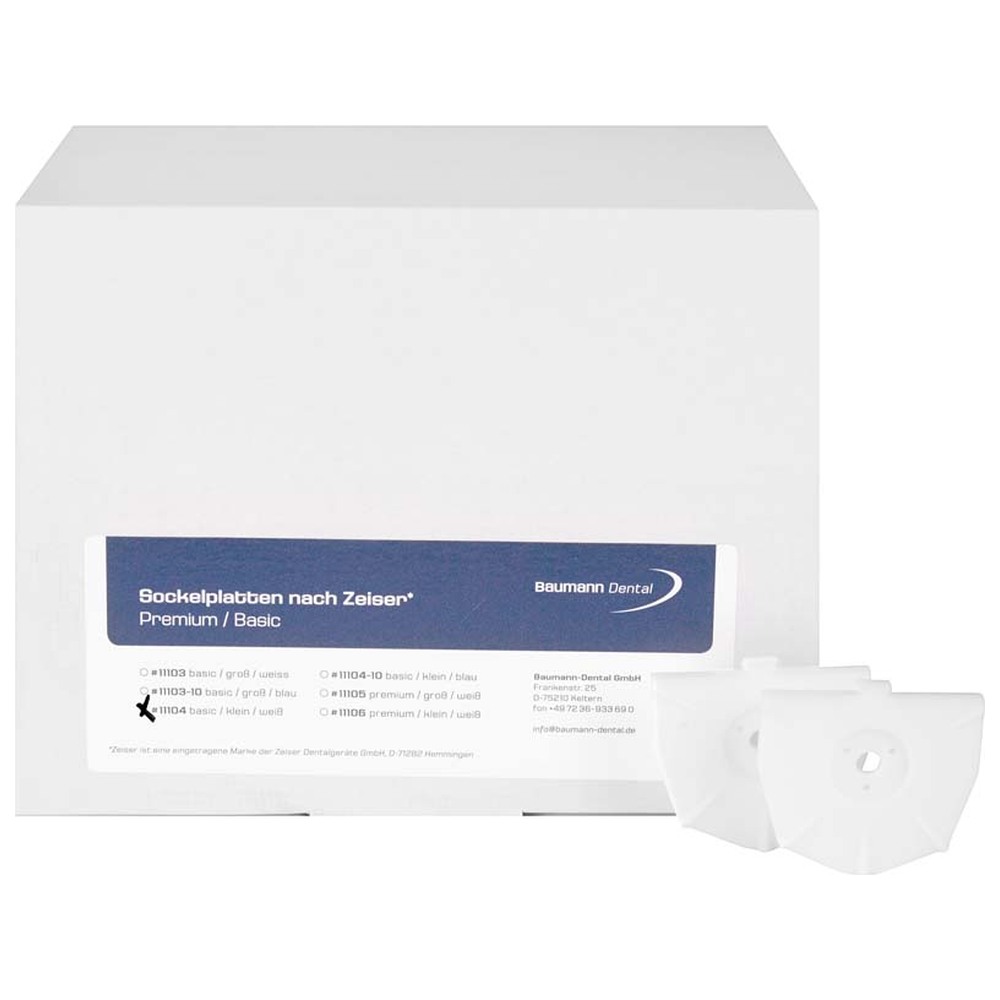 Baumann Dental Sockelplatte für Zeiser® - Packung 100 Stück, weiß, klein