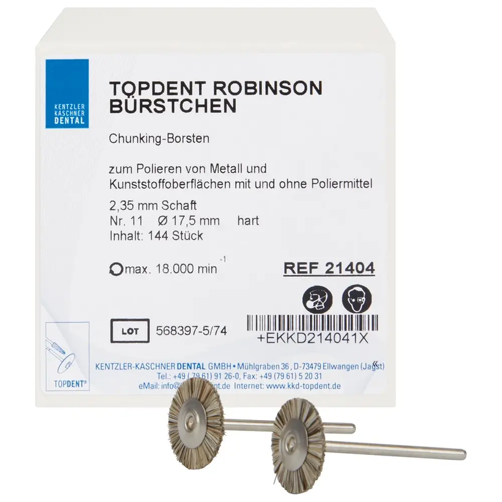 Kentzler-Kaschner Polierbürsten Robinson - Packung 144 Stück HP, Nr. 11 hart, 17 mm