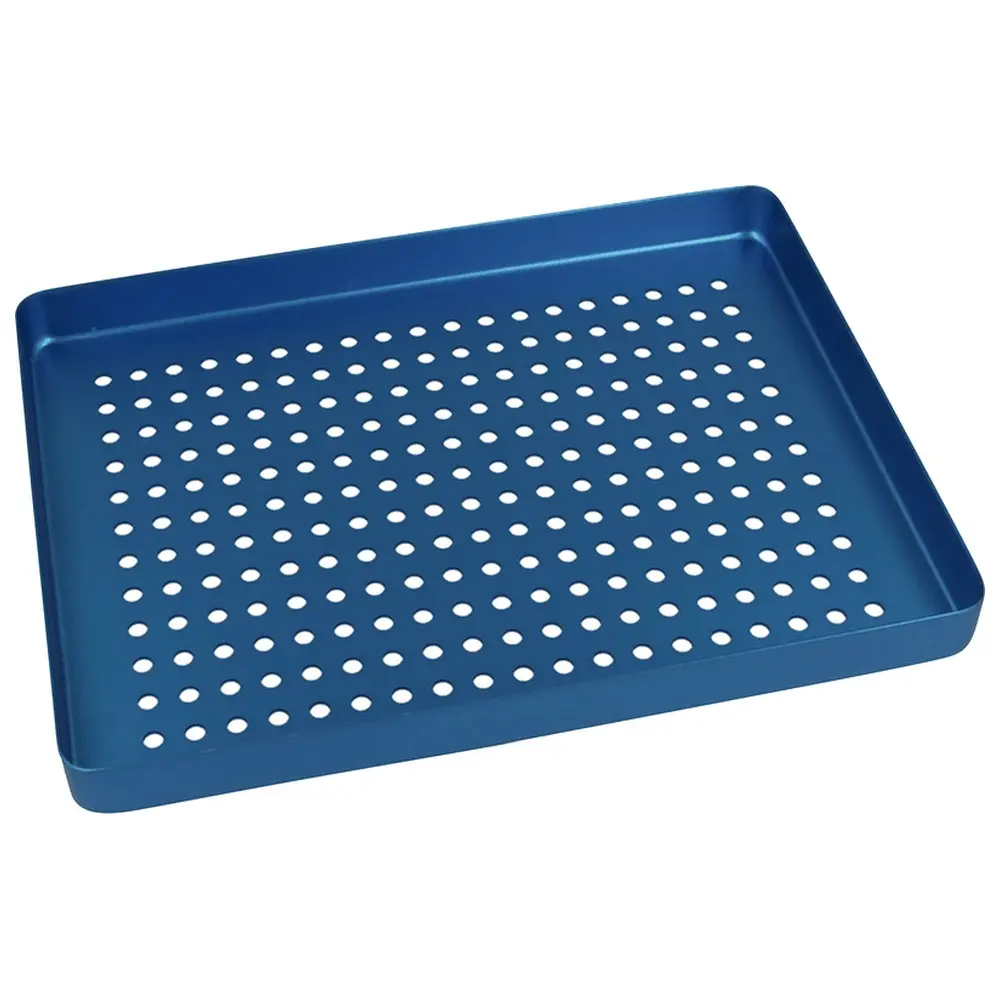 Euronda Norm-Tray Aluminium - Stück Boden gelocht blau, mini, 18 x 14 cm
