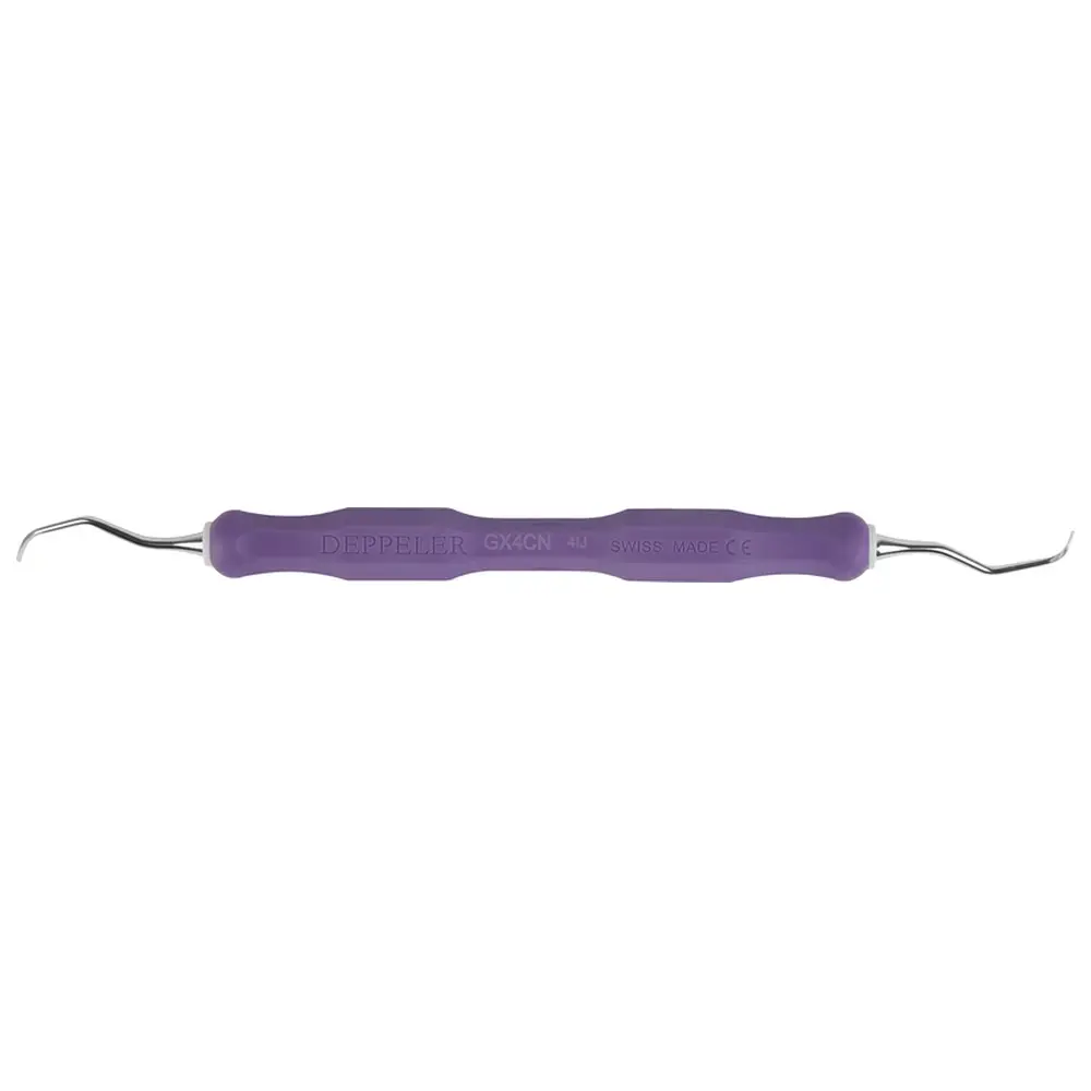 American Dental DEPPELER Universalküretten - Stück Figur 4, Frontzähne, CN-Griff, violett