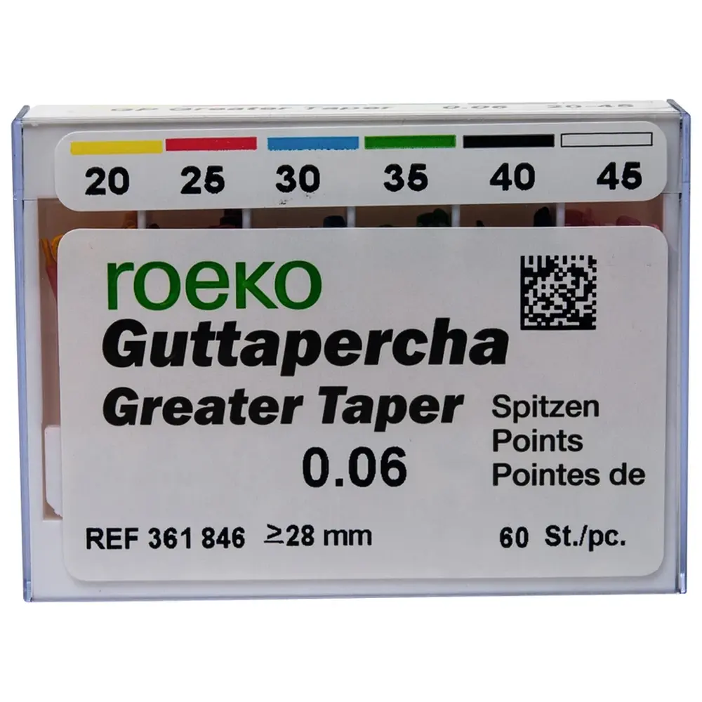 COLTENE Guttapercha Greater Taper - Sortiment 60 Stück Taper.06 ISO 020-045