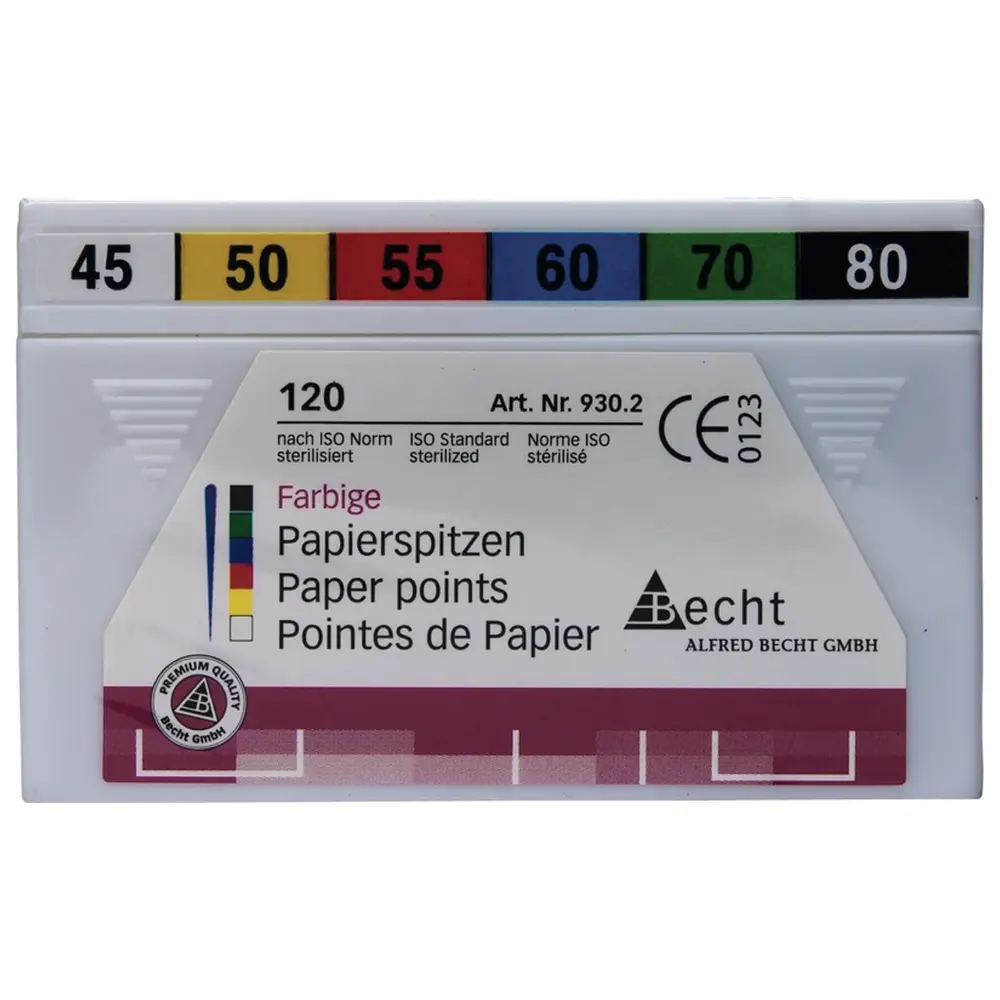Becht Papierspitzen farbig - Sortiment 120 Stück ISO 045-080
