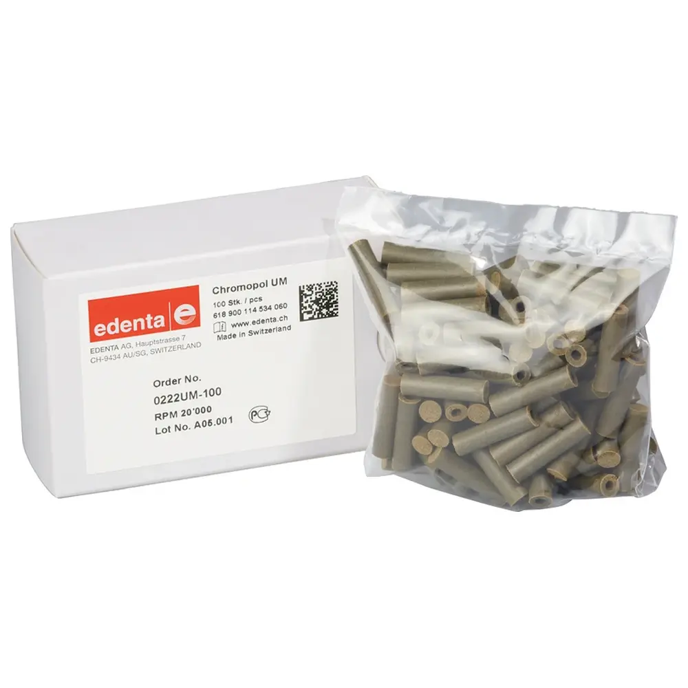 Edenta ChromoPol - Packung 100 Stück unmontiert, braun grob, Figur 114, 22 mm, ISO 060