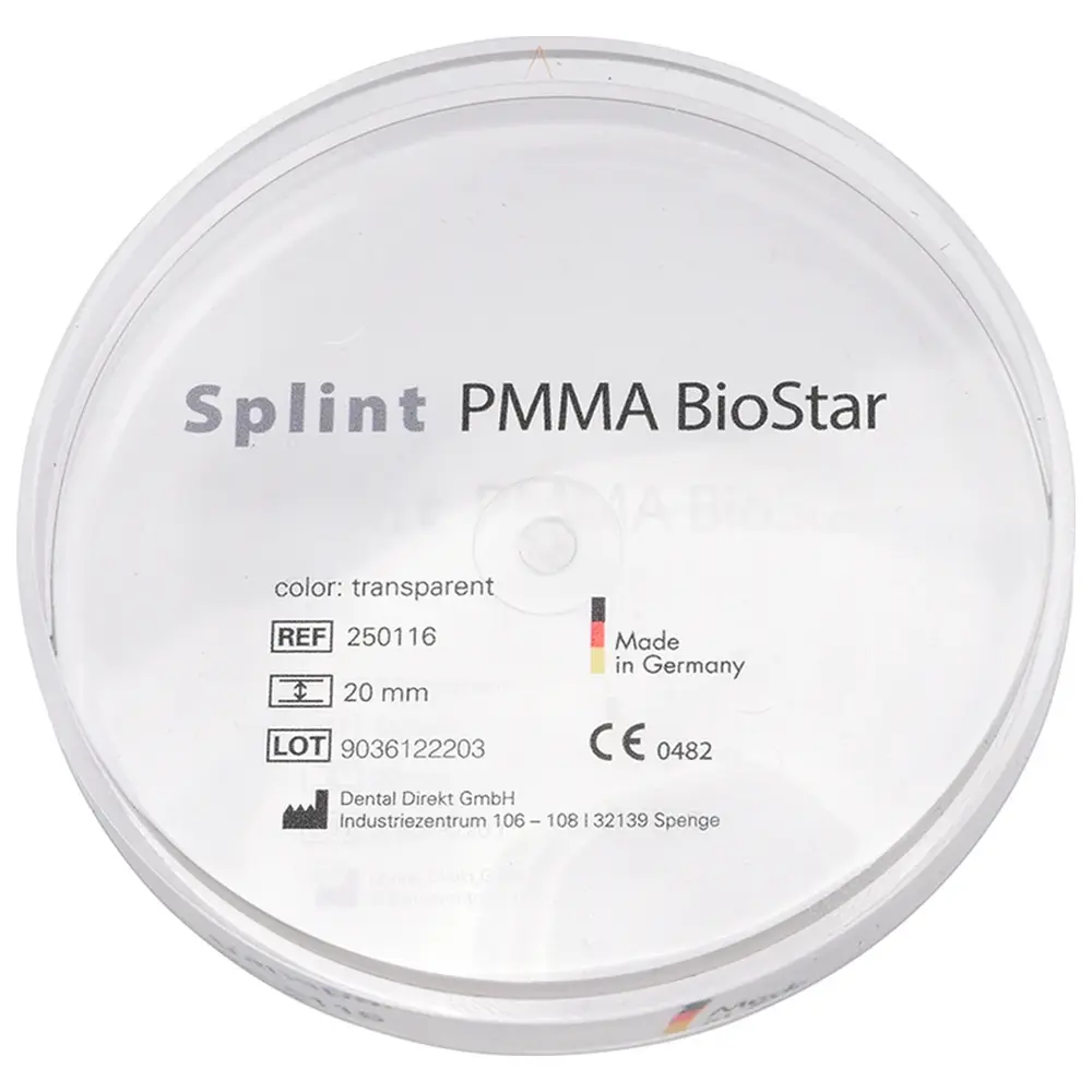 ERNST HINRICHS Splint PMMA BioStar - Stück H 20 mm, transparent