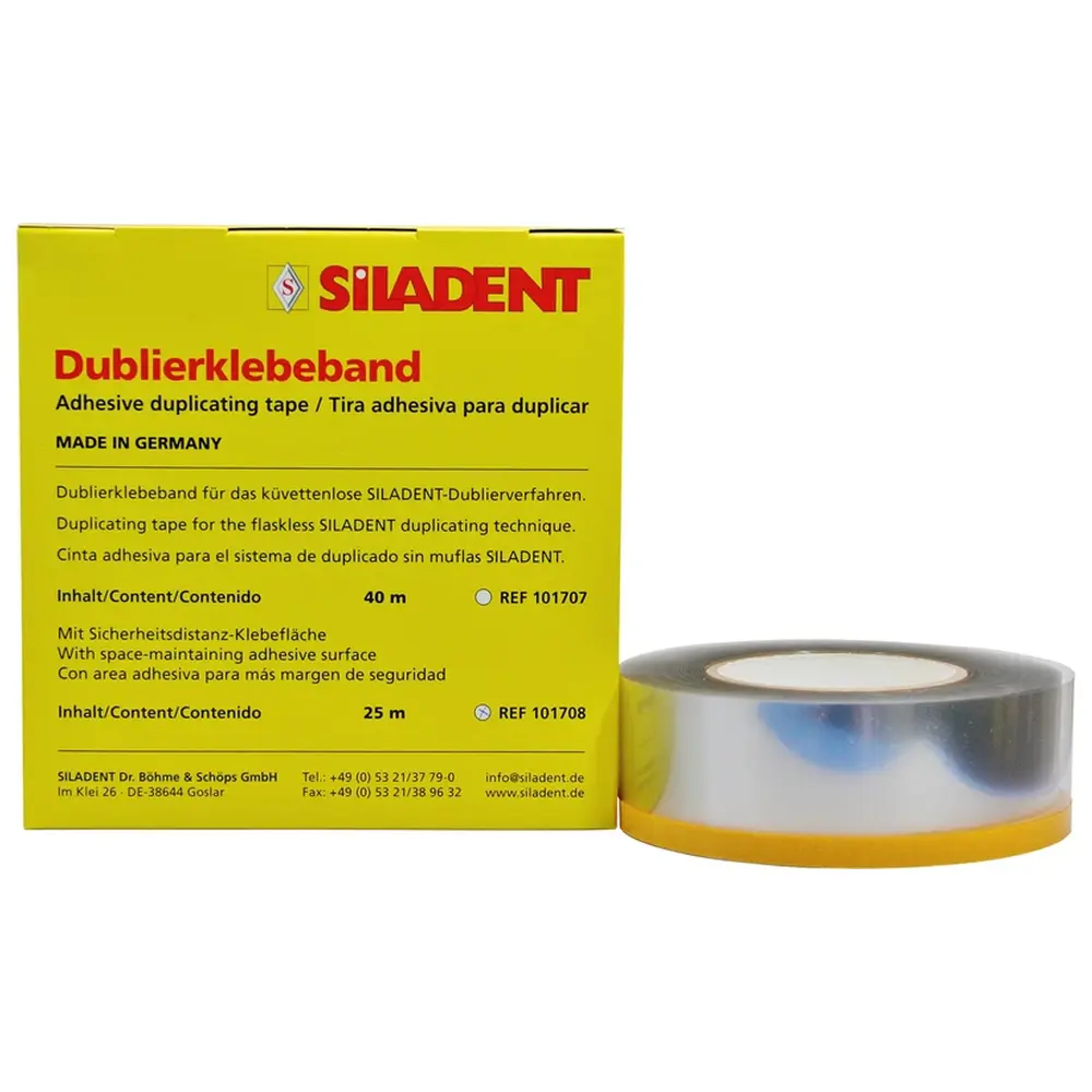 SILADENT Dublierklebeband - Spenderbox 25 m Klebeband mit dickerem Klebestreifen