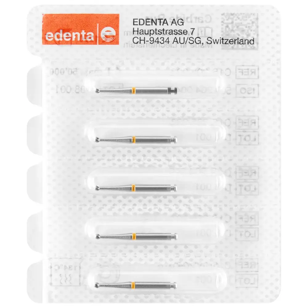 Edenta HM-Bohrer C1SDR - Packung 5 Stück rot RA, Figur 004, ISO 018