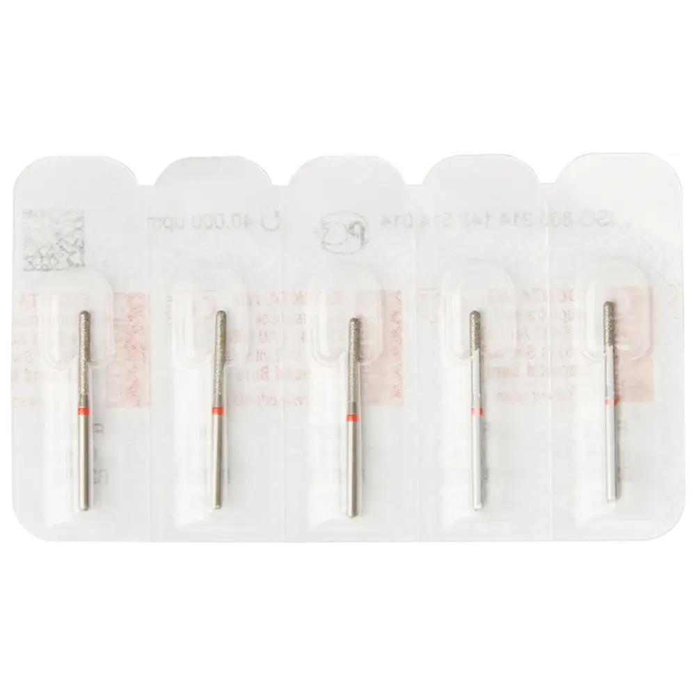 Edenta Diamanten 882 - Packung 5 Stück rot fein, FG, Figur 142 Zylinder rund, 10 mm, ISO 014