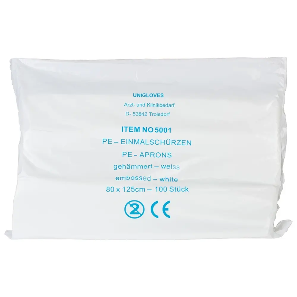 Unigloves PE-EINMALSCHÜRZEN - Packung 10 x 100 Stück, weiß, 80 x 125 cm