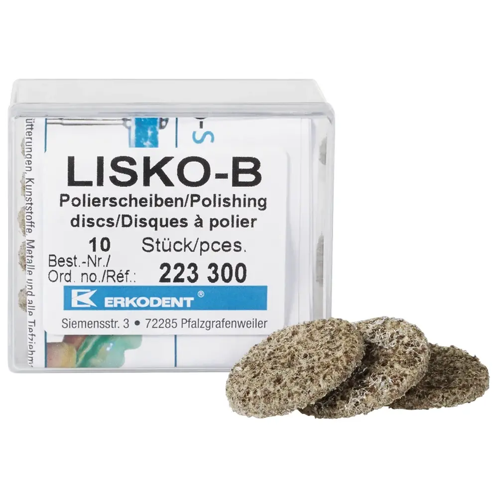 ERKODENT Lisko-B - Packung 10 Stück unmontiert, 4 Stützscheiben, 1 Mandrell
