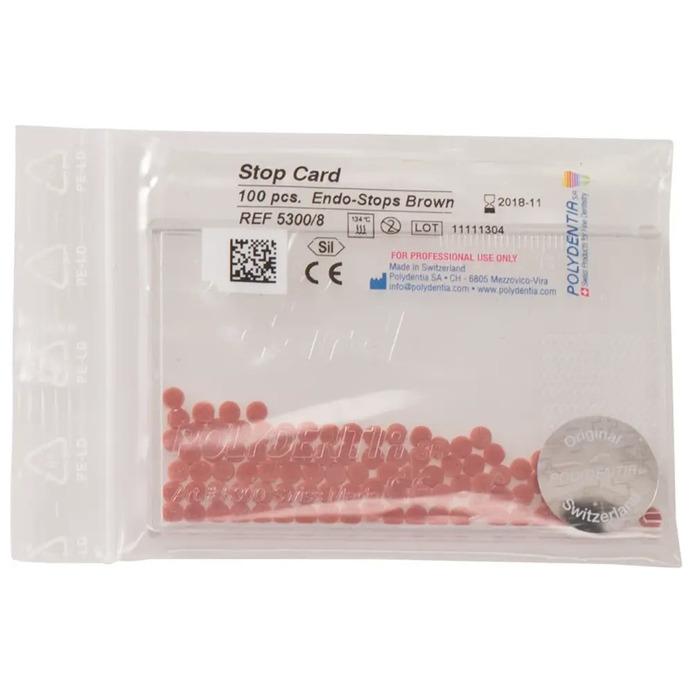 Polydentia SA Endo Stops - Packung 100 Endo-Stopper rot/braun, 1 Stop-card