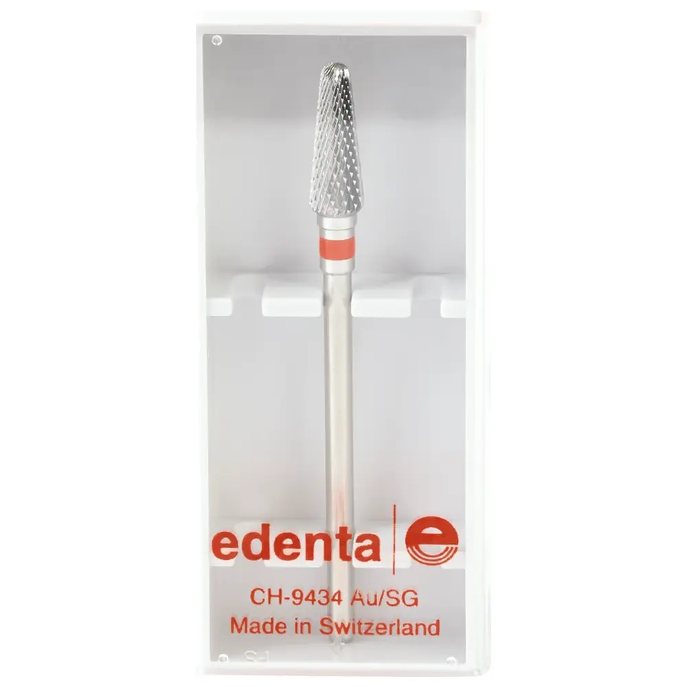 Edenta HM-Fräser Schliff 20 - Stück Kreuzverzahnung, rot fein, HP, Figur 194, 13 mm, ISO 045