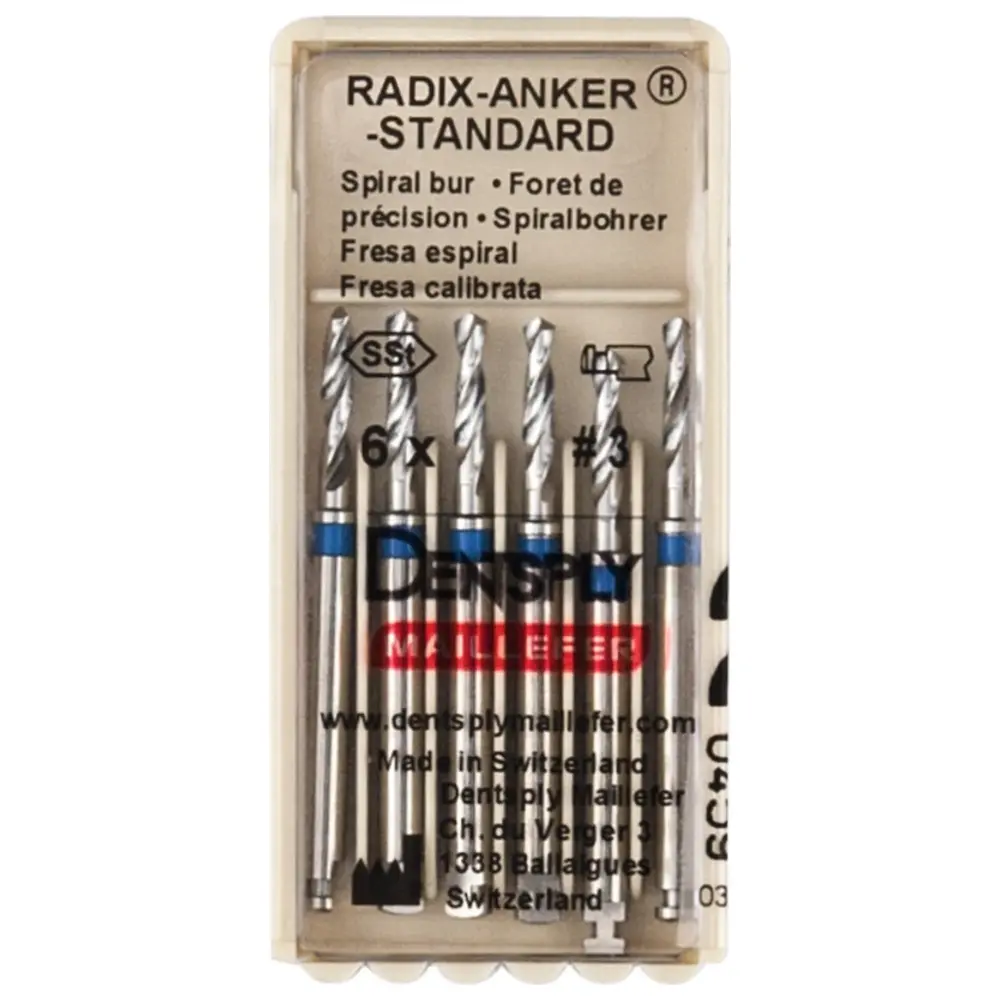 Dentsply Sirona RADIX-ANKER-STANDARD - Packung 6 Spiralbohrer 3