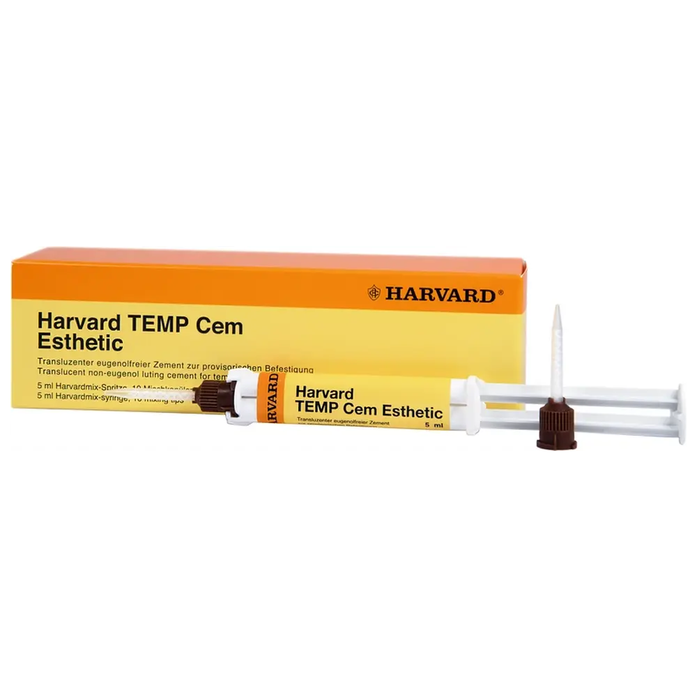 Harvard Dental International Harvard TEMP Cem Esthetic - Packung 5 ml Minimix-Spritze, 10 Mischkanülen