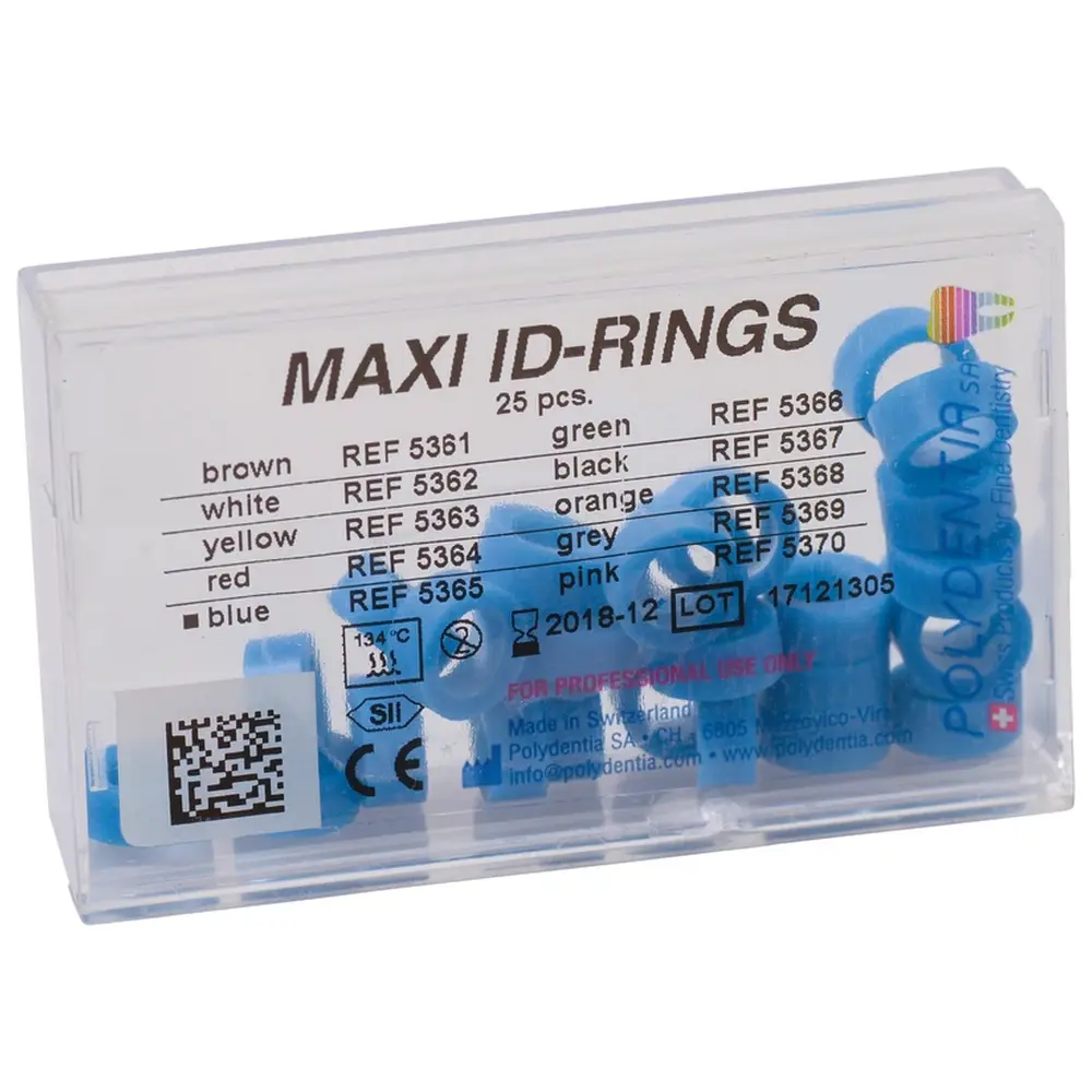 Polydentia SA ID Ringe - Packung 25 Stück Maxi blau