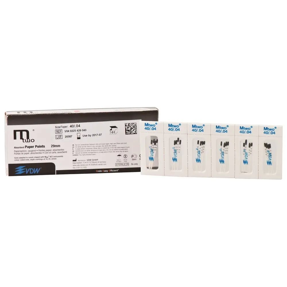 VDW Mtwo® Papierspitzen - Packung 144 Stück 29 mm, Taper.04, ISO 040