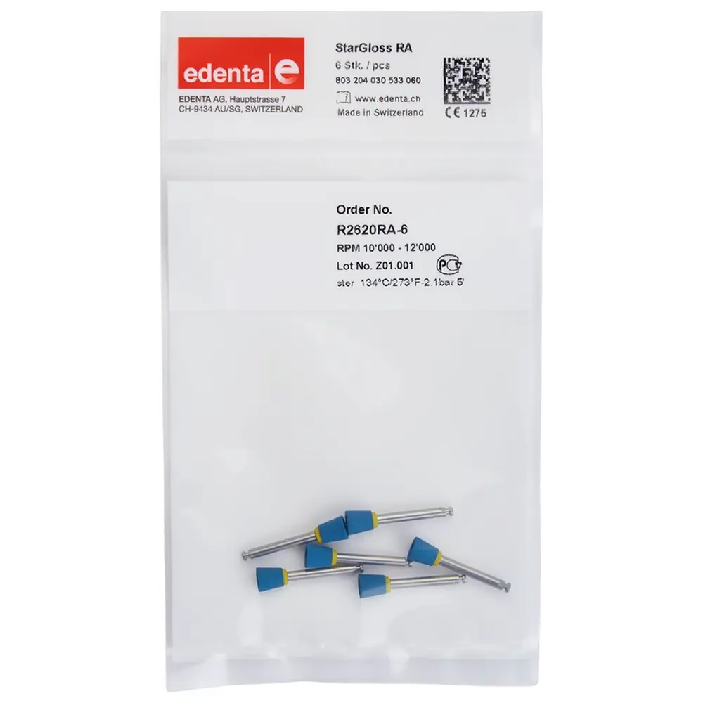 Edenta StarGloss - Packung 6 Stück blau, RA, Figur 030 Kelch, 7 mm, ISO 060