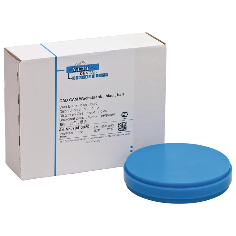 Yeti CAD/CAM Wachsblanks - Stück H 20 mm, blau