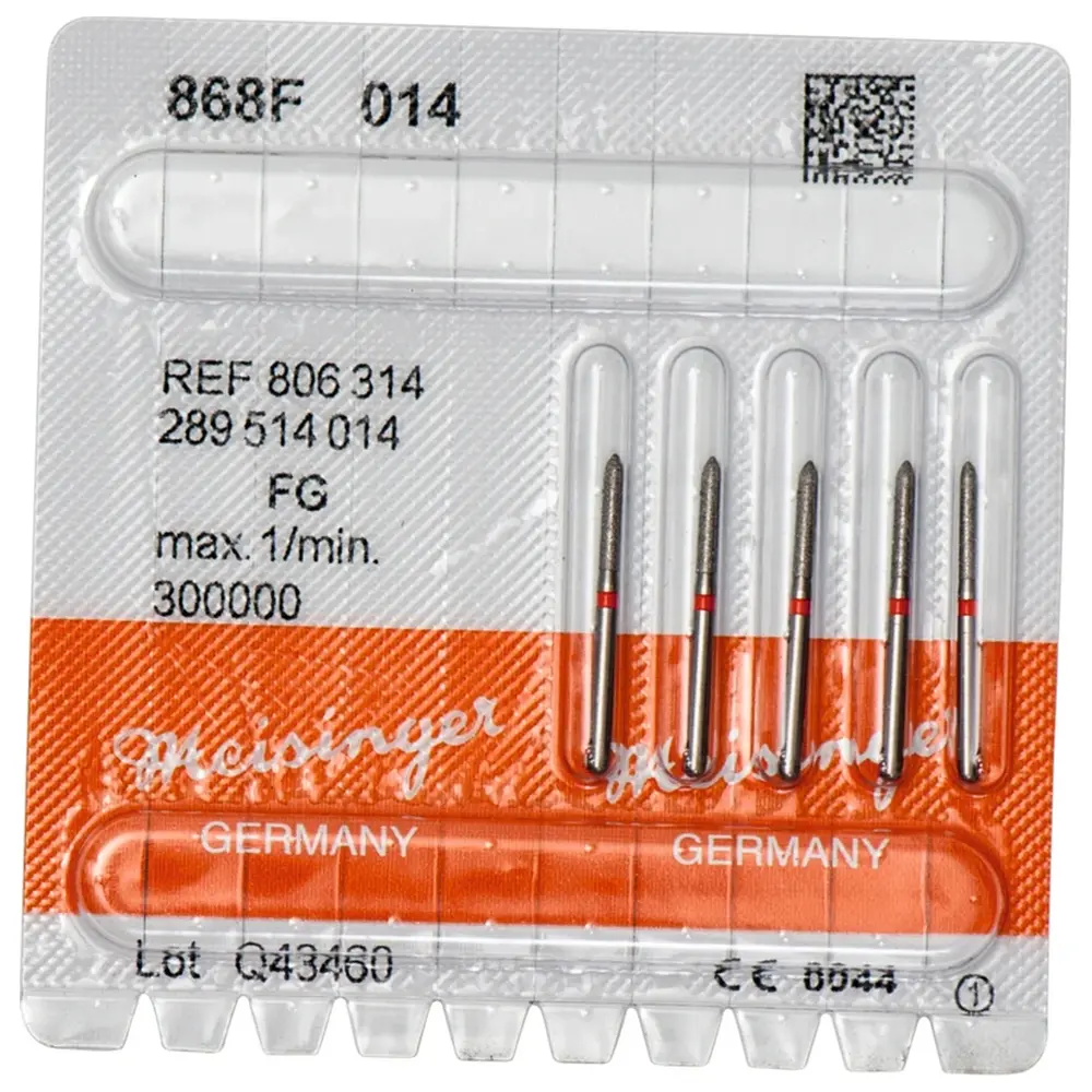 Hager & Meisinger Diamanten 868 - Packung 5 Stück rot fein, FG, Figur 289 Torpedo, 8 mm, ISO 014