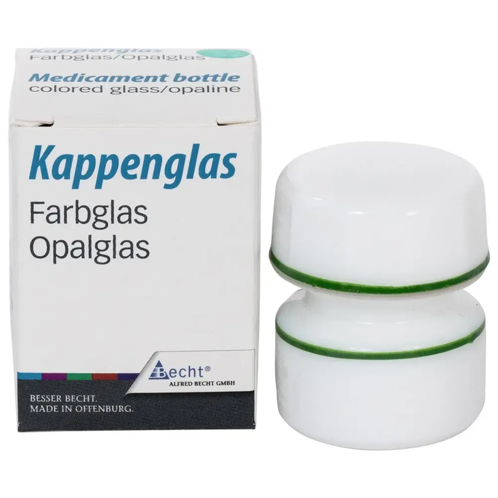 Becht Kappengläser aus Simplex-Opalglas - Stück mit grünem Ring