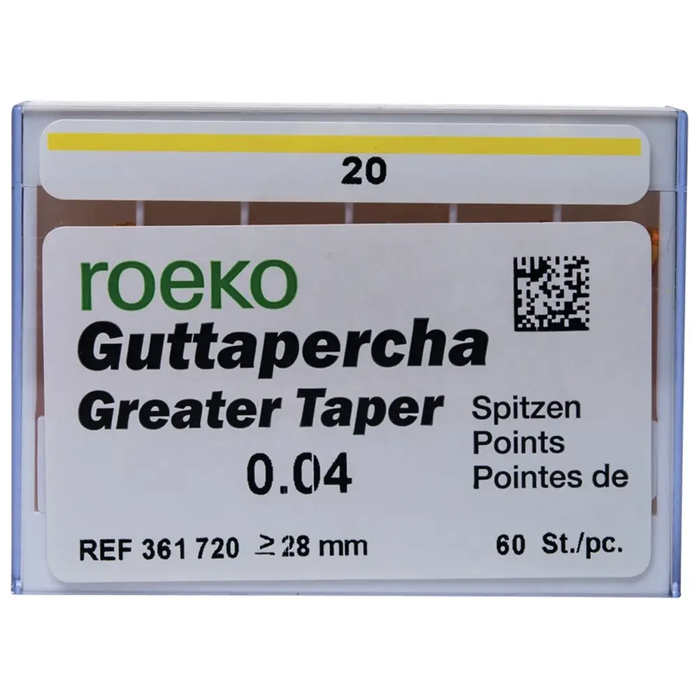 COLTENE Guttapercha Greater Taper - Packung 60 Stück Taper.04 ISO 020