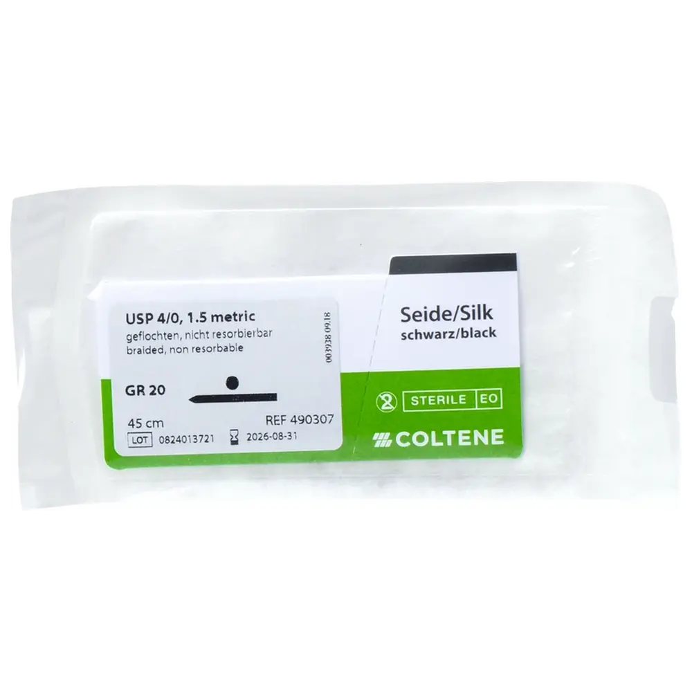 COLTENE roeko Sintraumal - Packung 12 Stück, Seide, schwarz, GR 20, Metric 1.5, USP 4/0