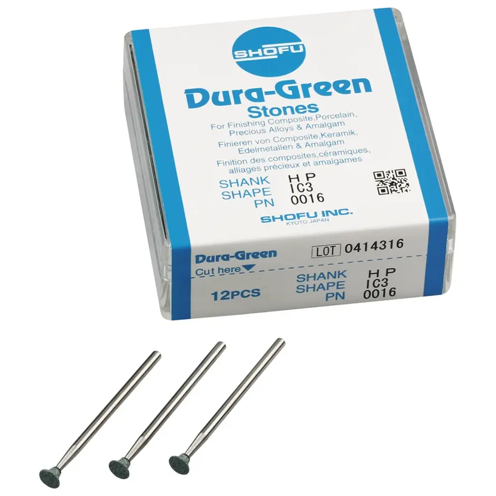 SHOFU Dura-Green-Steine - Packung 12 Stück IC3, HP, ISO 050