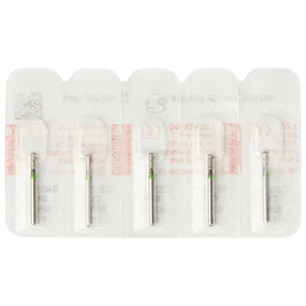 Edenta Diamanten 835KR - Packung 5 Stück grün grob, FG, Figur 156 Zylinder Kante rund, 4 mm, ISO 014