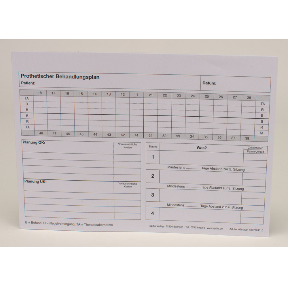 Behandlungsplan Prothetik "Neu" 100St