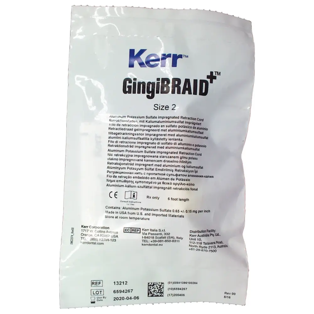 Kerr GingiBRAID+ - Flasche 183 cm Faden Größe 2a gelb mit grün, imprägniert