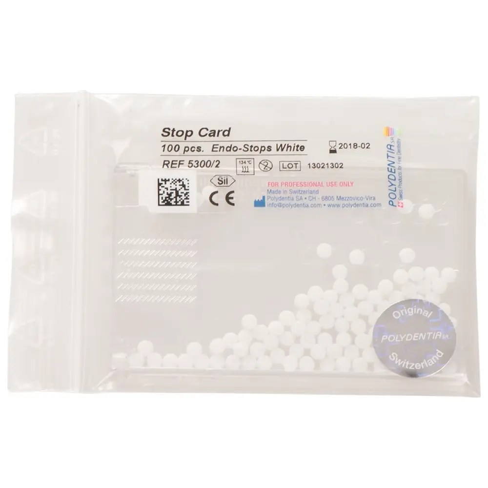 Polydentia SA Endo Stops - Packung 100 Endo-Stopper weiß, 1 Stop-card