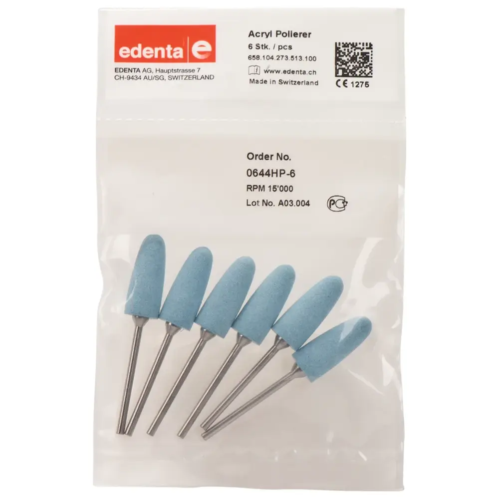 Edenta Acrylic Polisher - Packung 6 Stück hellblau, HP, Figur 273, 24 mm, ISO 100
