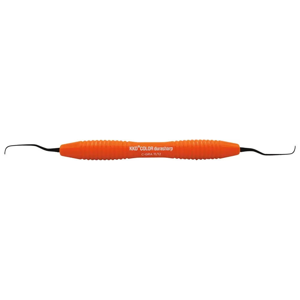 Kentzler-Kaschner KKD® COLOR durasharp Gracey Kürette - Stück Figur 11/12, für Präm./Molaren, orange, mit Silicongriff