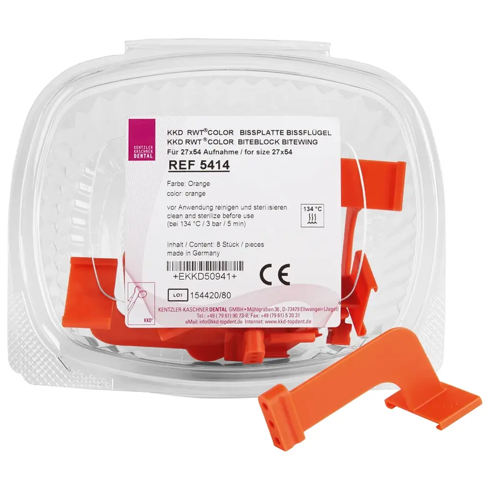 Kentzler-Kaschner RWT® Bissplatten - Packung 8 Bissplatten orange, Größe 3, Bissflügel