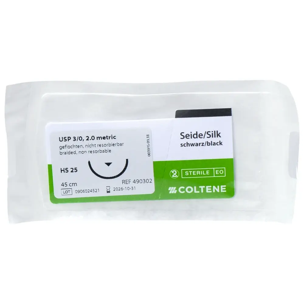 COLTENE roeko Sintraumal - Packung 12 Stück, Seide, schwarz, HS 25, Metric 2.0, USP 3/0