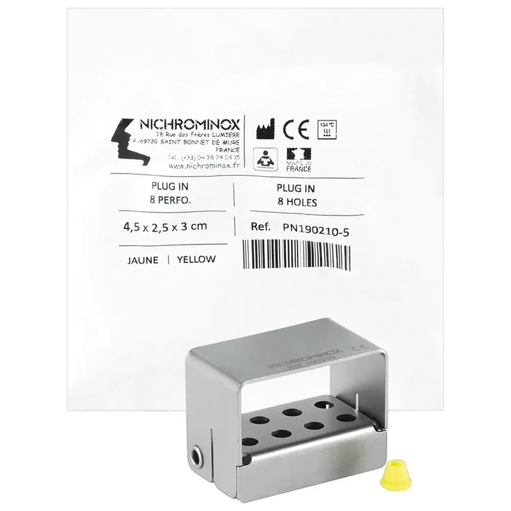 NICHROMINOX PLUG IN - Stück für 8 Instrumente (2 Reihen a 4 Löcher, ), gelb, 4,5 x 2,5 x 3 cm
