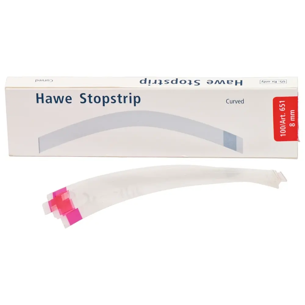 Kerr Stopstrip - Packung 100 Stück Breite rot, 8 mm, gebogen