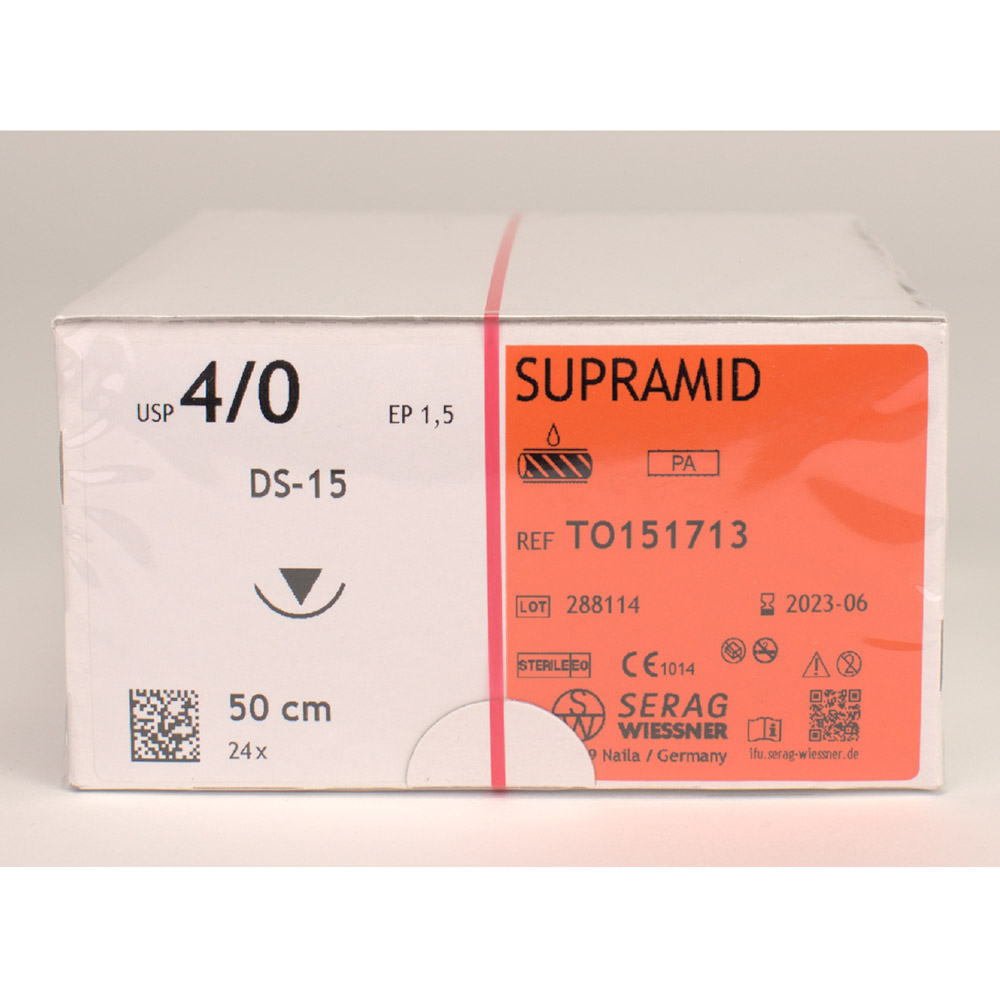 Supramid schwarz 4/0 DS-15 2Dtz