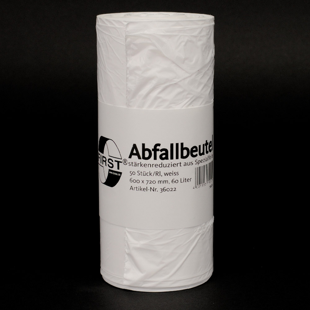 Abfallbeutel 60L 16my weiß 60x72 50St Rl