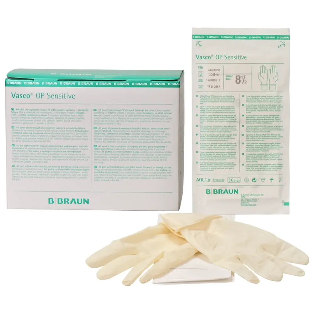 B. Braun Vasco® OP Sensitive - Karton 40 Paar puderfrei, naturweiß, Größe 8,5