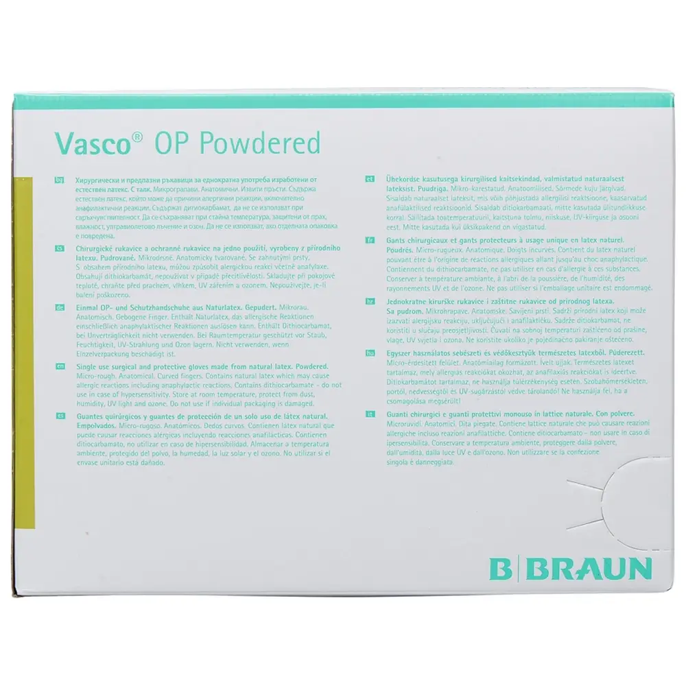 B. Braun Vasco® OP Powdered - Packung 50 Paar gepudert, naturweiß, Größe 6