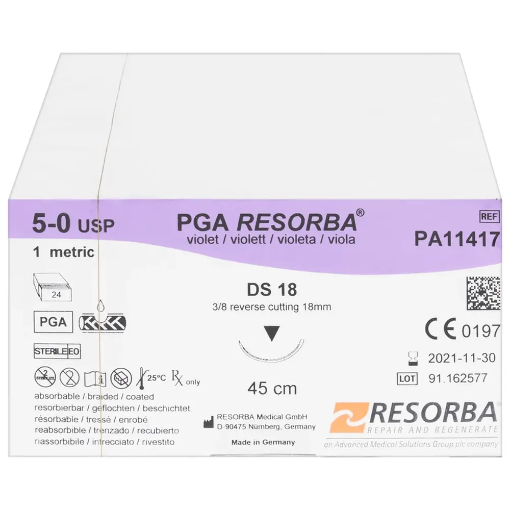 Resorba Medical RESORBA® PGA - Packung 24 Stück, DS18, USP 5/0